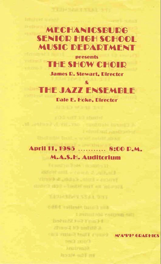 Mechanicsburg High School Jazz Ensemble, 4/11/1985