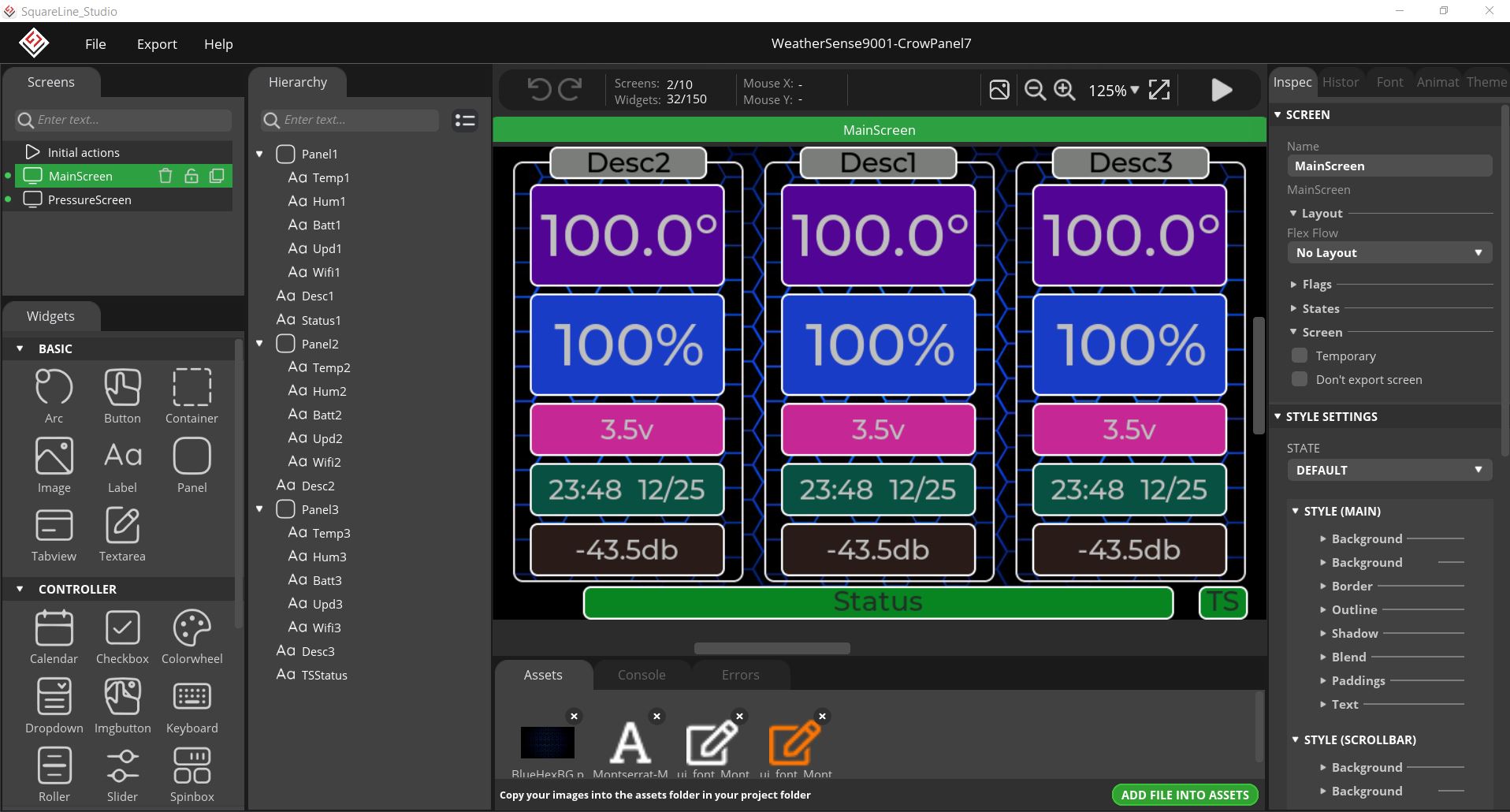 WeatherSense 9001® Arduino-ESP32 Weather Station – GUI changes via SquareLine Studio – (Part 4 of 5)